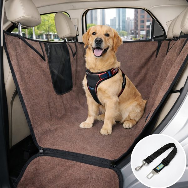 Capa pet impermeável para carro PLUS PREMIUM 130cm + guia para cinto