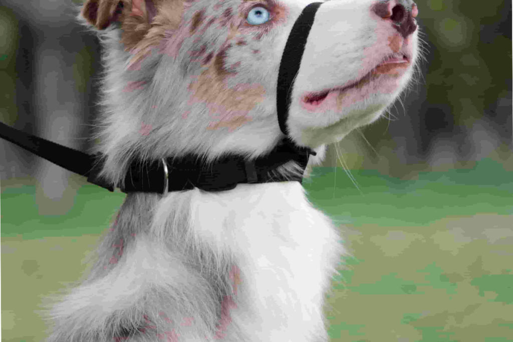 cachorro com focinheira em parque